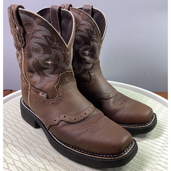 Bottes Western Justin Gypsy Femme - Taille 8B - Marron - Cuir - Brodées - Occasion